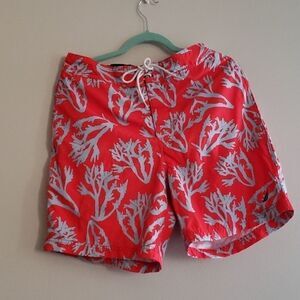 Nautica red reef print swimming shorts size medium